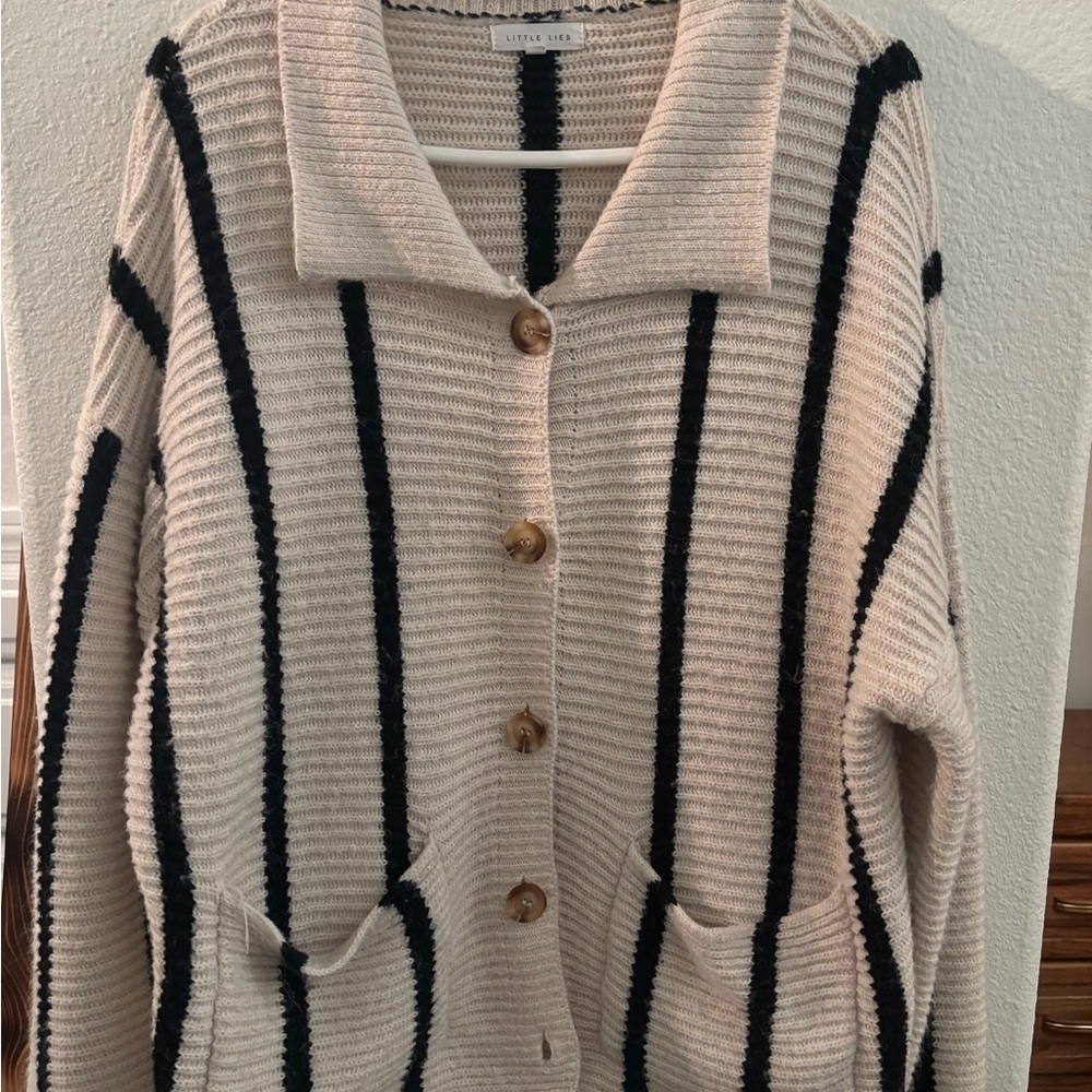 Little Lies Striped Wool-Blend Cardigan